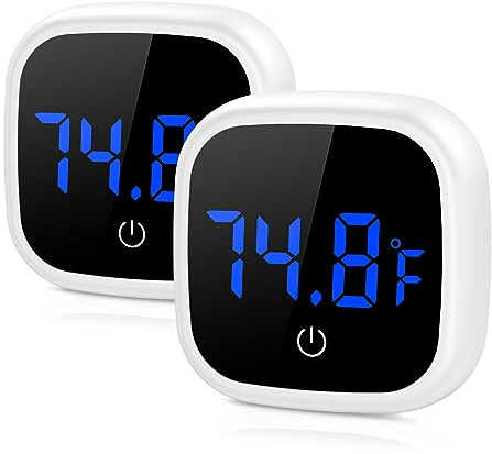 ORIA Aquarium Thermometer, 2 Stück Mini Digital Aquariumthermometer mit Touch Screen, Genau Temperatursensor, LED Kabelloses Temperaturmessgerät, Marine Thermometer für Aquarium Reptilien