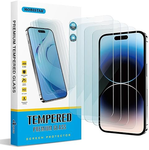 MOBISTAR 4-Pack Full Coverage Screen Protector for iPhone 13 Mini 5.4'', 9H Hardness HD Tempered Glass Film, Bubble-Free, Scratch Resistant, Easy-Installation, Case-Friendly