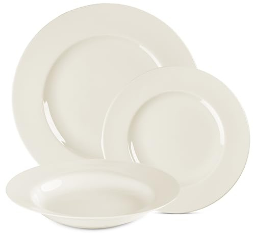 Gerlach Muza Geschirrset Für 6 Personen Teller-Set Aus Porzellan Geschirr 18-Teilig Tafelservice Essservice Suppenteller Speiseteller Weihnachtsgeschirr Moderne Service & Geschirrsets Elfenbeinfarbe
