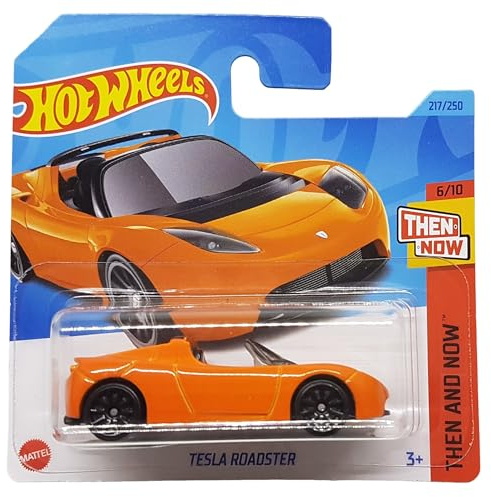 Hot Wheels - Tesla Roadster - Then and Now 6/10 - HKJ44 - Short Card - Cabriolet - orange - Mattel 2023