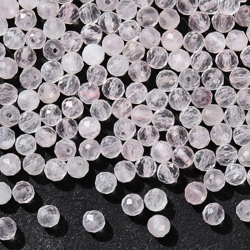 NBEADS 2 Strang Ca. 228-282 Stück Natürliche Rosenquarzperlen, 3mm Glatte Runde Steinperlen Lose Edelsteinperlen Abstandshalter Für DIY-Handwerk Halskette Armband Schmuckherstellung