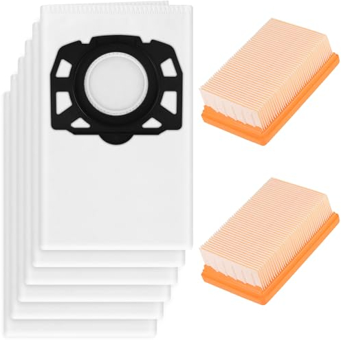 Wiseten Set di Accessori per Aspirapolvere Kärcher WD4 WD5 WD6 MV4 MV5 MV6 WD5P WD6P Premium Aspirapolvere, 6 Aacchetti per Aspirapolvere + 2 Filtri HEPA