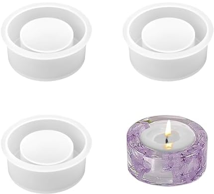 Silikonform Kerzenhalter, 3 Stücke Kerzenhalter Form, Silikonform Teelichthalter 7×2.8cm, Harz Epoxid Gießform Kerzenhalter DIY Zement Kerzenhalter für Kerzenständer Kunst Heimdekoration