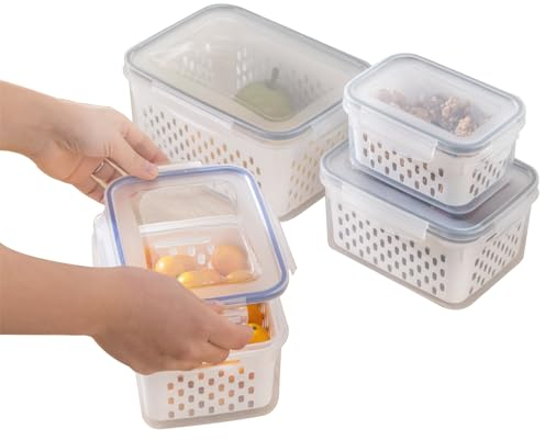 NANONAN Frischhaltedosen, 3er-Pack Kühlschrank-Aufbewahrungsbehälter, Salatbar-Kühlschrank, Bisphenol-A-frei mit Entlüftung, ideal für die Zubereitung von Mahlzeiten und Essen unterwegs