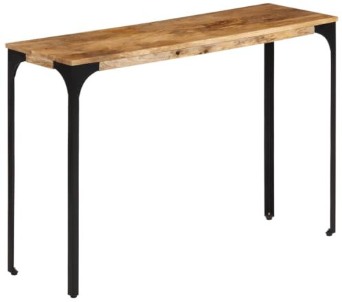 vidaXL Table Console Marron 110x35x76cm Bois Massif de manguier et Fer, Bout de canapé, Table Console de Couloir, Table Console de Salon