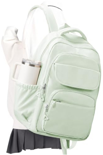 Niedlicher Schulrucksack für Mädchen, Schultasche, College, Studenten, Rucksack mit mehreren Taschen, Minigrün, Large, modisch