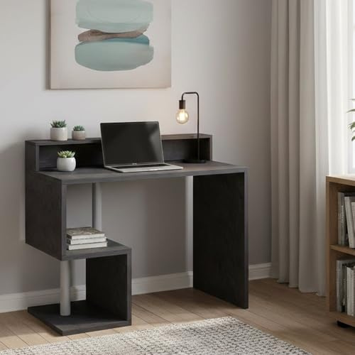 Dmora - Schreibtisch Silvio, linearer Schreibtisch mit Ablagefächern, Mehrzweck-Büroschreibtisch mit Platte, 100x50h93 cm, Schiefer