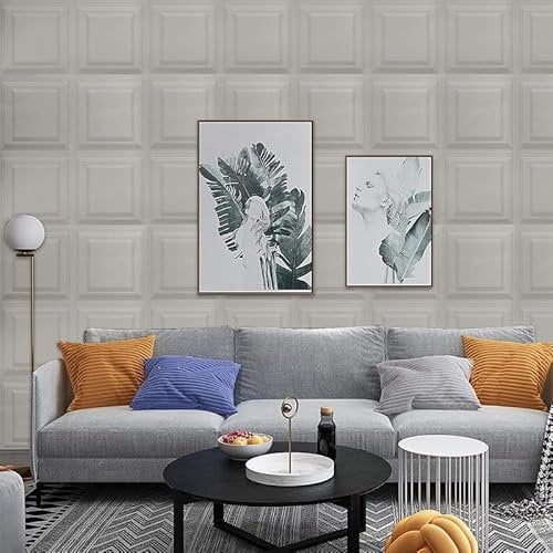 Baketron Beige Panel Wallpaper Wood Panelling Wallpaper 3D Wood Panel Effect Wallpaper Retro Tartan Neutral Art Deco for Living Room Feature Wall Bedroom Ceilings
