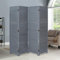 INMOZATA Room Divider, 4 Panel Folding Privacy Screen Paulownia Solid Wood Room Dividers, Movable Partition Screen Decorative for Living Room, Bedroom, Study, Office,160 x 170cm Grey