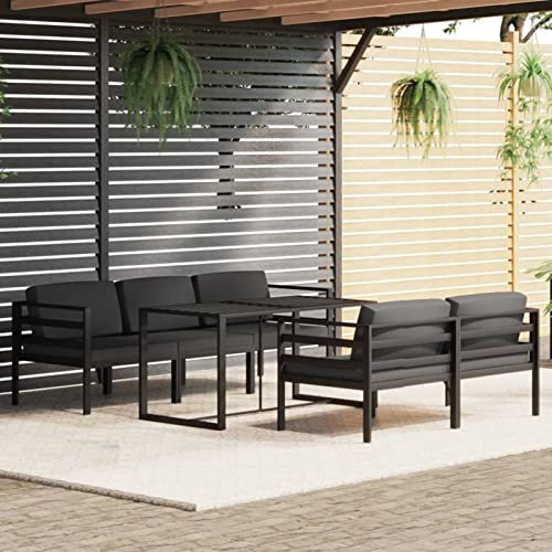Keyroto Gartenlounge Aluminium Gartenmöbel Set alu Lounge alu Outdoor Balkon Lounge Alu Gartensofa Aluminium Balkon loungemöbel terrasse mit Kissen Aluminium Anthrazit-6-tlg-2