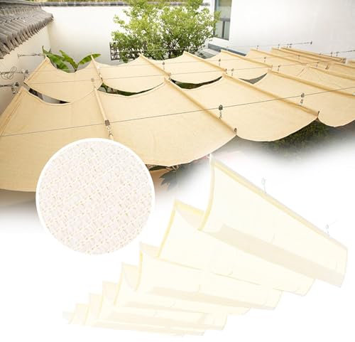Pergola Wave U Shape Shade Cover Sail| Retractable Pergola Replacement Canopy Slide Shade Sail With Cable Hardware For Outdoor Patio Porch Garage Deck Backyard Awning(Cream,1.5x7m)
