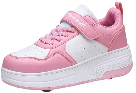 Generisch Kinder Sneaker Kinderschuhe mit Rollen 2 Räder Jungen Mädchen Sneaker Outdoor Sportschuhe Skateboardschuhe Sneaker Automatisch Einziehbar Komfort Outdoor Sportschuhe