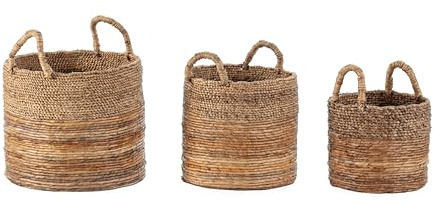 SET/3 CESTO 32X32X38/38X38X42/42X42X48 HOJA DE BANANA/JACINTO DE AGUA NATURAL