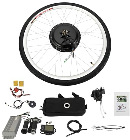 WEIGR Kit de conversión de bicicleta eléctrica de 28 pulgadas, 48 V, 1000 W, con bolsillo para controlador de pantalla LCD, motor sin escobillas, volante de inercia de 7 marchas, kit de conversión de