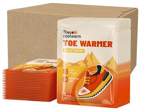 Thera CoolWarm Disposable Foot Warmers, 40-Pack Twin Sets, Pocket-Sized Toe Warmers for Women, Instant Heat Insoles