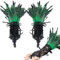 YumSur Damen Schwarz Feder Spitze Fingerlose Handschuhe 20er Jahre mit Federn für Karneval, Hochzeit Halloween Fasching Cosplay Party (türkis, Standard)