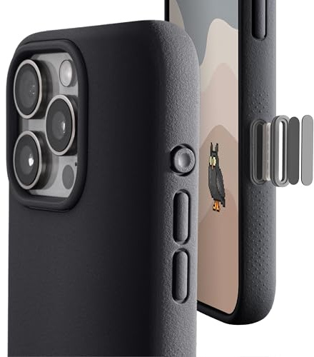 TineeOwl Magnetic Case for iPhone 16 Pro, Made of Thermoplastic Polyurethane (TPU), Protected Camera Control Button, MagSafe Compatible, Minimalist, Slim, Grip, Almost Black Design