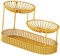 MagiDeal Cesta de alambre de tres niveles, soporte para frutero, cesta de pan multiusos de gran capacidad y varios niveles para frutas, pan y verduras, Oro