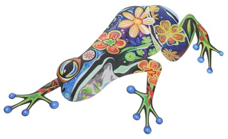 Garneck Wanddekoration in Froschform aus Eisen, 1 Stück für Innen Außen | Metallische Wandskulptur, Orange Farbton, Leicht und Widerstandsfähig, Dekorativ für Garten und Wohnzimmer