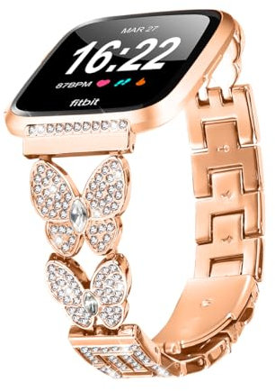 Gimuk Armband kompatibel mit Fitbit Versa 2, Armband für Damen, Metall, glitzernd, Diamanten, Strass, Schmuck, Armband, Ersatzarmband für Fitbit Versa 2/Versa/Versa Lite, Einheitsgröße, Metall