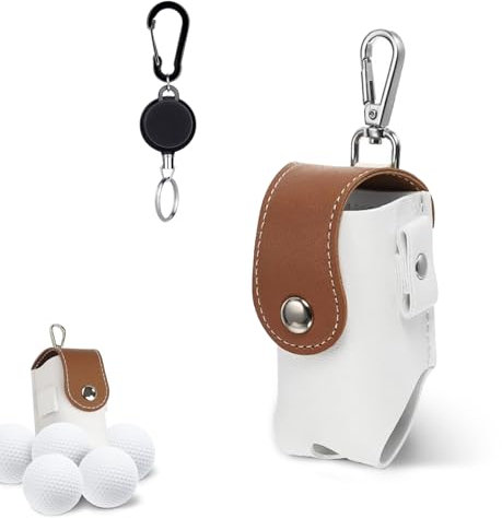Golfball-Beutel, Golfball-Aufbewahrungstasche, Golfball-Schutz Tasche, Tragbar Golf Kleine Ball Tasche, Golf-Hüfttasche, Golftasche mit Hängendem Clip, Golf-Zubehör, Wasserdicht（Braun