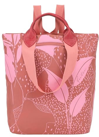 Fritzi Ju Limited Leaves Lighty Red Wine Rucksack Nylon Damen Backpack Freizeit Stadt mit Reißverschluss verstellbaren Schultergurten 38 x 30 x 17 cm, Rot