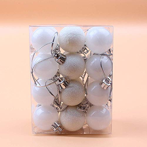 Decorazioni natalizie rosa per albero di Natale, ornamenti per la casa e le feste, decorazione Merry Christmas (24 pezzi) (bianco, 24 pezzi, 30 mm)