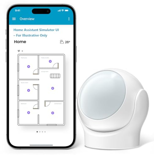 QKF Zigbee 3.0 Motion Sensor with Light Sensor, 2-in-1 Wireless PIR Detector, 360° Adjustable Ball-Joint Wall Mount, Compatible with Home Assistant (Z2M)/SmartThings/Alexa, Zigbee Hub Required