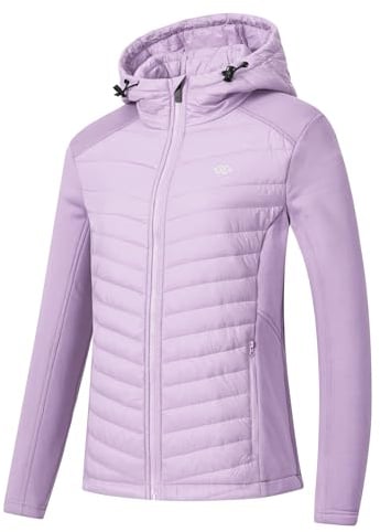 MoFiz Giacca Softshell Ciclismo donna Piumino leggero Donna Giacca Escursionismo Calda e Alpinistica con Cappuccio e Zip da Corsa