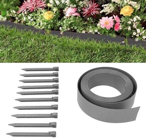 Landschaftsrandset, Gartengrenze, 3,9inx32ft Recycling PE Plastik (Grey)