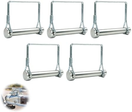 5 Stück Einen Splint, Rohrklappsplinte 10x70mm, Verzinkte Sicherungsstifte 10mm aus Karbonstahl, Eckige Sicherungsbolzen mit Rastverschluss für Anhänger, Rasen, Garten und Landwirtschaft