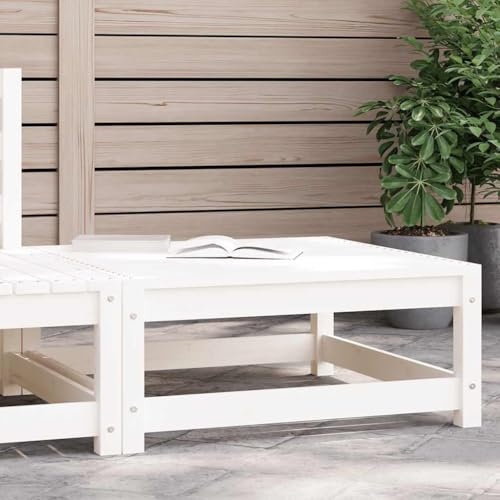 Holamys Gartenhocker Weiß, 70x70x30 cm Massivholz Kiefer, modularer Outdoor Loungesessel, wetterfestes Terrassenmöbel für Balkon und Garten