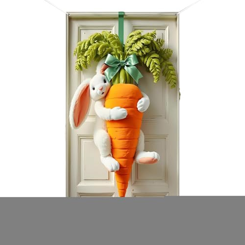 Happy Easter Banner - Bunny Carrot Backdrop for Holiday Party | Polyester Fabric with Colorful Print, Spring Door Decoration, Outdoor Porch Cover for Home Farmhouse Celebration Family Gatherings