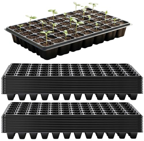 Uanqfegy Seed Starter Tray 20PCS 72 Cell, Extra-Deep Heavy-Duty Plastic Germination Container for Greenhouse Garden Urban Farming