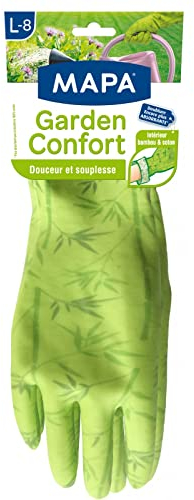 MAPA - Garden Confort - Gant de Jardinage en Latex naturel - Intérieur Bambou et Coton - Doux et absorbant - 1 paire - Taille L
