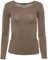 Easy Young Fashion - Damen Basic Rundhals Shirt - Langarm Unterziehshirt - Skinny Fit 1093 - Hellbraun M
