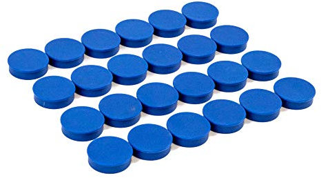 Bullseye Office 24 Round Blue Fridge Magnets, Button Shaped, Small Colorful Magnetic Discs for Kitchen, Cabinet or Classroom, Perfect Whiteboard Supplies for Teachers (Blue)
