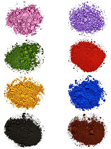 Pifito Oxid-Pigment-Farbstoffprobe, 8 schöne Farben für Seifenherstellungszubehör (1,4 g) – Rot, Blau, Gelb, Rosa, Grün, Braun, Schwarz, Violett – Badekugel-Farbpulver