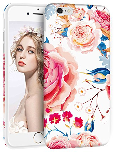 iPhone 6 Case, Imikoko iPhone 6s Floral Case Roses Flower Print IMD Slim Shockproof Bumper TPU Soft Case Rubber Silicone Skin Cover Case For iPhone 6 6S Full Edge Protection