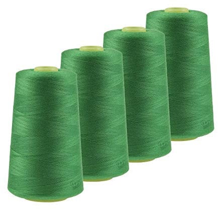 4 x 4572m Qualitäts Overlock-Garn Oeko-Tex Overlock-Nähgarn Farben 581 bis 620, Farbe:A596 grün