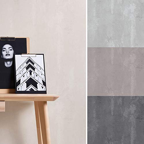 VINTAGE 3D Beton Optik Tapete Loft Style Vliestapete Steinoptik Grau Zement Wand Stein Fototapete (1005 m x 053 m Beton Creme Grau)