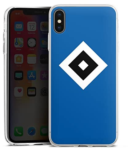 Slim Case kompatibel mit Apple iPhone XS Max Silikon Handyhülle transparent Hülle extra dünn HSV Logo Hamburger SV
