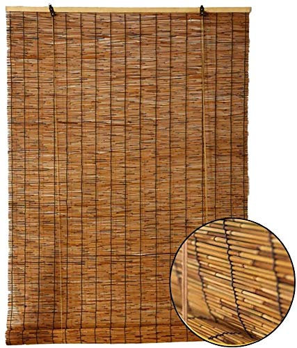 Blindini a rulli di bambù, tenda a lamella naturale, materiale naturale di protezione ambientale naturale, tenda a rulli di bambù vintage con sollevatore, per esterno / patio, persiane parasole, perso
