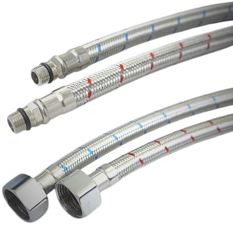 Schläfer 4605008 | Flexible Hose for Faucet 1/2 Female, Connector for Corner Valve Under The Sink, Braided Fitting Stainless Steel Mixer Connection 1/2 x M10 x 1 L. 35cm 2 Pcs.