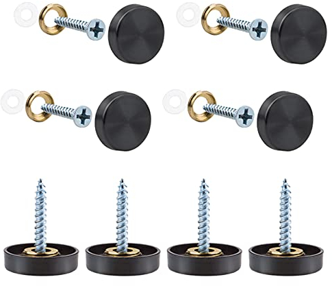 INCREWAY Spiegelschrauben, 20 Stück, 19 mm, Edelstahl, für Spiegelnägel, dekorative Kappen, Spiegelschrauben, Kappen, schwarz