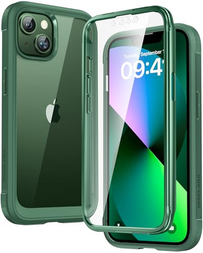 Diaclara iPhone 13 Case, 360 Full Body Rugged Phone Case with Built-in Touch Sensitive Anti-Scratch Screen Protector, Soft Shockproof TPU Bumper Case Cover for iPhone 13 6.1 (Green)