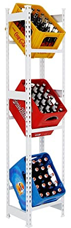 PROREGAL Getränkekistenregal Camel für 3 Kästen, HxBxT 180x40x30cm, Traglast pro Fachboden: 100 kg, Weiß, Kellerregal Lagerregal Werkstattregal Garagenregal