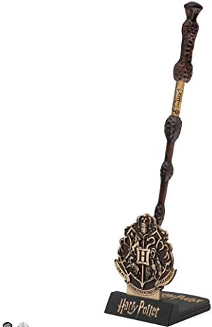 Cinereplicas Harry Potter - Stylo-baguette Albus Dumbledore avec socle et marque-page lenticulaire - Licence officielle