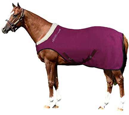 Horses, Pferdedecke Fleece Cosy Walk, Hervorragend Verarbeitete Decke, Nützlich zum Schutz des Pferdes vor Temperaturschwankungen, Regen und Insekten (Bordeaux, 135 cm)