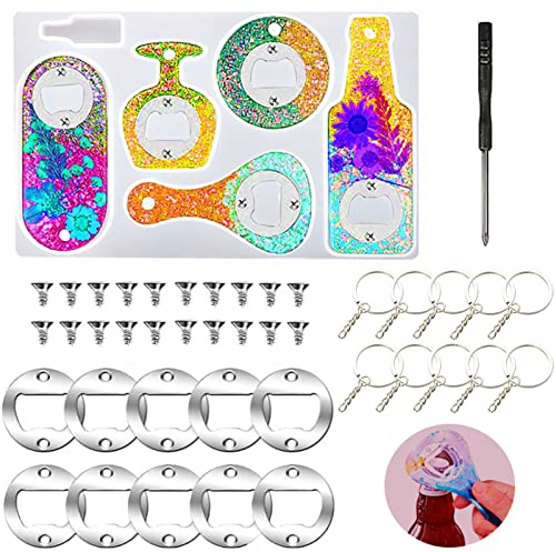 Monsully Molde de Silicona Sacacorchos, Kit de Moldes de Resina con Tornillos y Destornillador Resina Epoxi Manualidades Moldes, para DIY Manualidades, Hacer Llavero